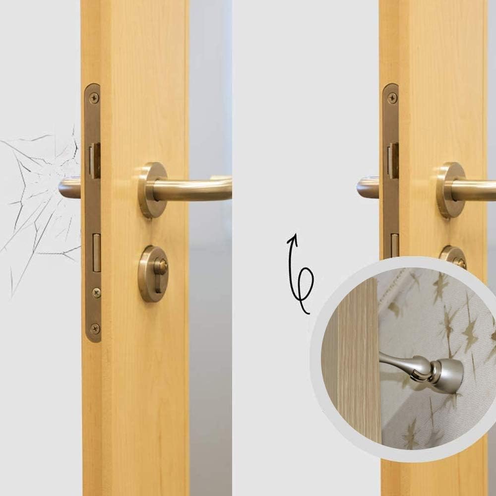 Magnetic Door Stop, Magnetic Door Catch, Door Holder, Door Stops, Wall Mounted, Floor Mounted, Door Banging Prevention (White, Small x 2pack)