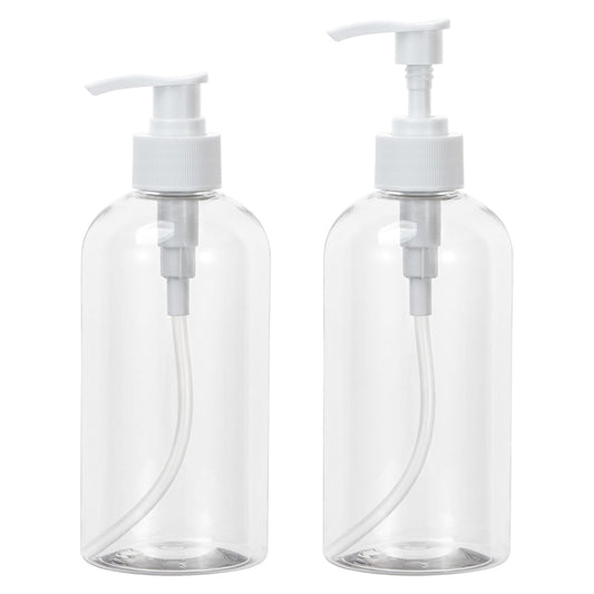 Yebeauty Pump Bottle Dispenser, 2 Pack 13.5oz/400ml Dish Lotion Soap Dispenser Plastic Liquid Shampoo Container for Bathroom Kitchen Hotel Body Wash, Clear