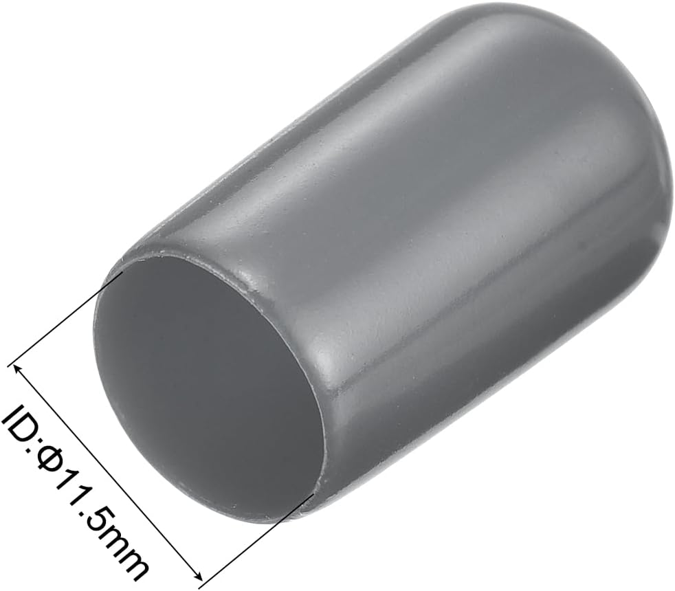 uxcell 20pcs Rubber End Caps 11.5mm ID Vinyl Round Tube Bolt Cap Cover Thread Protectors Dark Grey