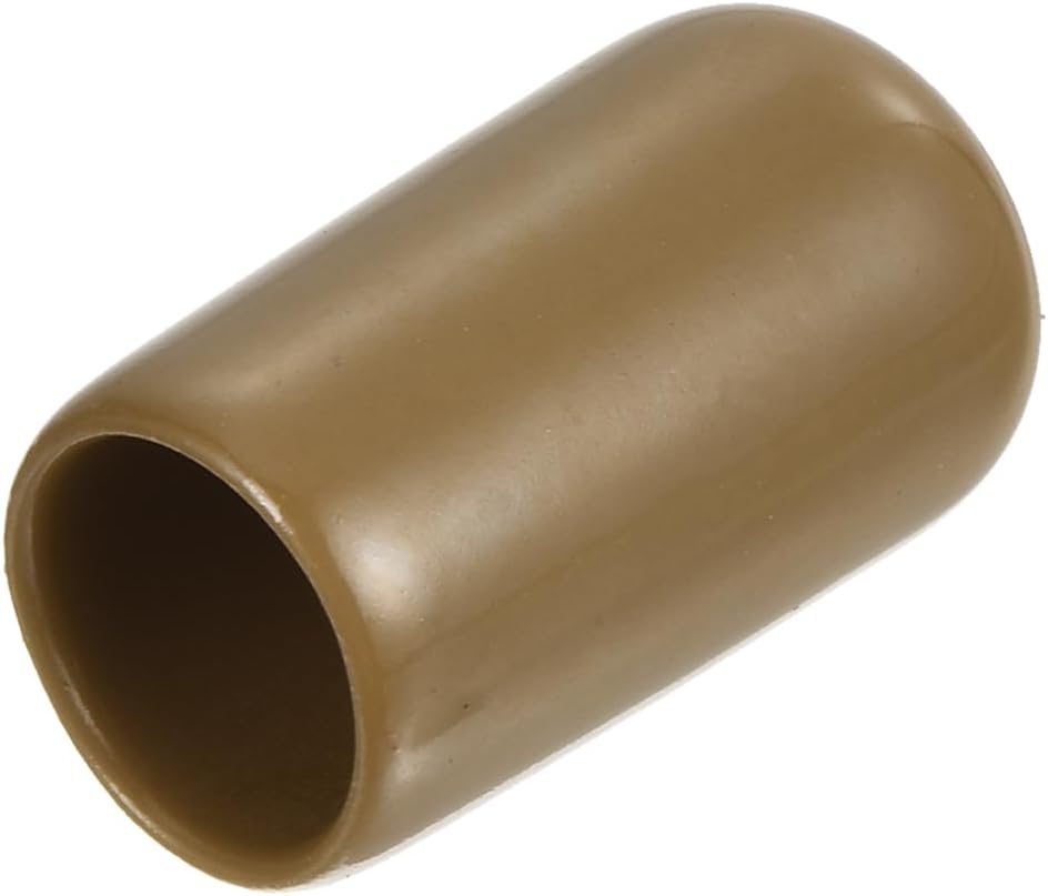 uxcell 20pcs Rubber End Caps 10mm(3/8") ID Vinyl PVC Round Tube Bolt Cap Cover Screw Thread Protectors Light Brown