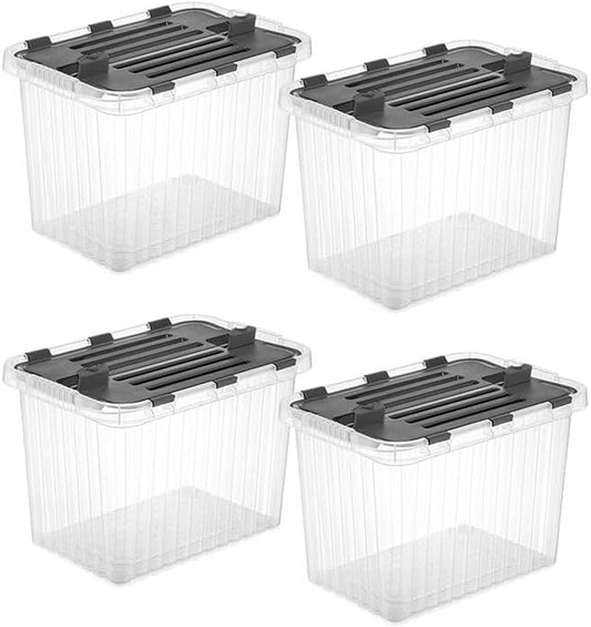 Superio 26 L Deep Storage Container with Hinged Lid (4 Pack)