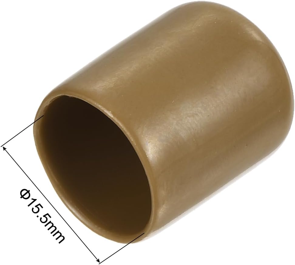 uxcell 20pcs Rubber End Caps 15.5mm(5/8") ID Vinyl PVC Round Tube Bolt Cap Cover Screw Thread Protectors Light Brown