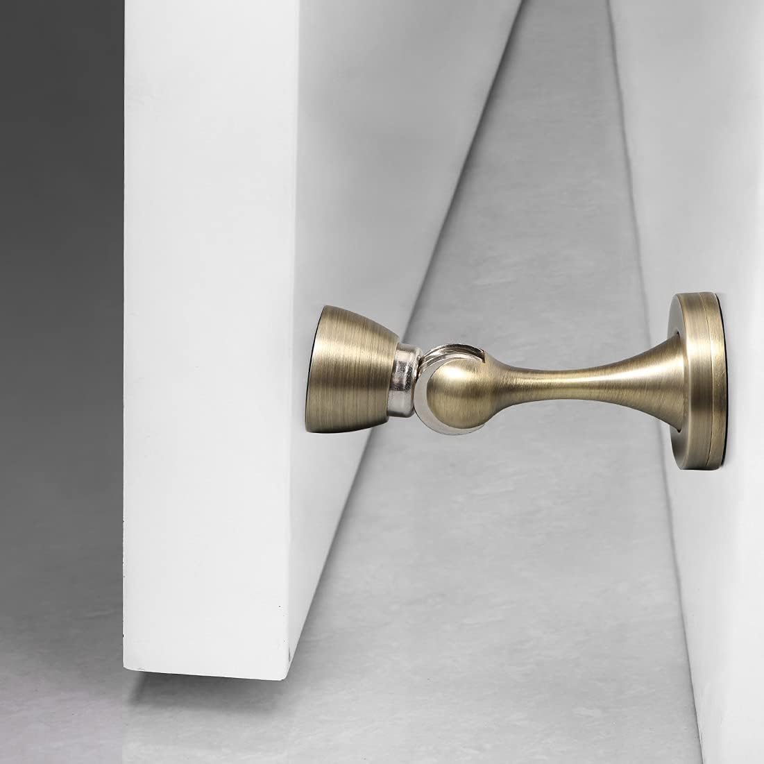 YAGU Door Stopper 4 Pack Magnetic Door Stops, Zinc Alloy Brushed Bronze Door Catch Door Holder Wall Floor Mounted, Metal Soft-Catch