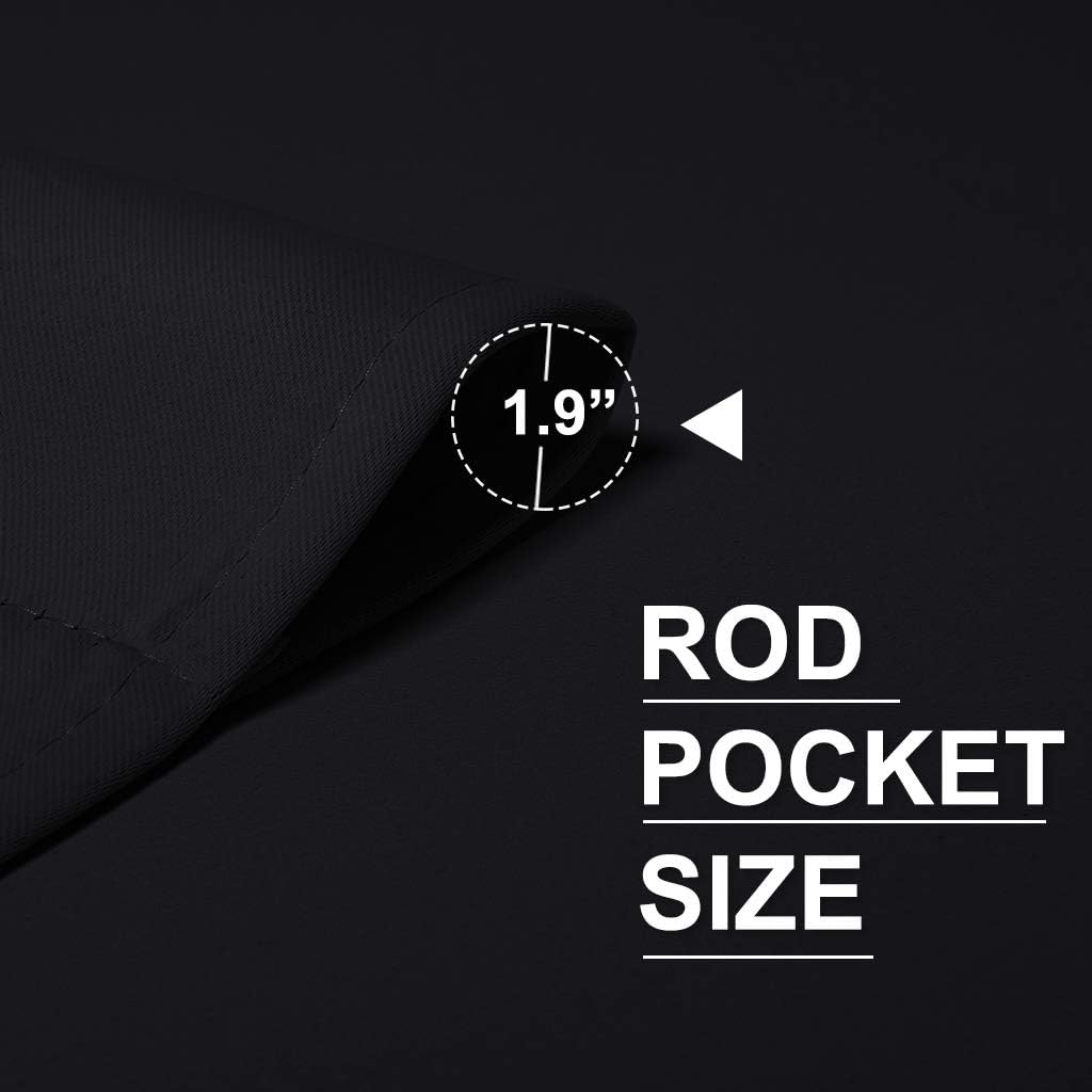 RYB HOME Curtains for Bedroom 72 inches Long, Blackout Thermal Insulating Window Treatment Drapes for Living Room Bathroom Basement Laundry Classroom, W 34 x L 72, Black, 2 Panels