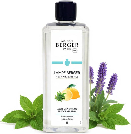 MAISON BERGER - Zest of Verbena - Lampe Berger Fragrance Refill for Home Fragrance Oil Diffuser - Air Freshener - 33.8 Fluid Ounces - 1 Liter