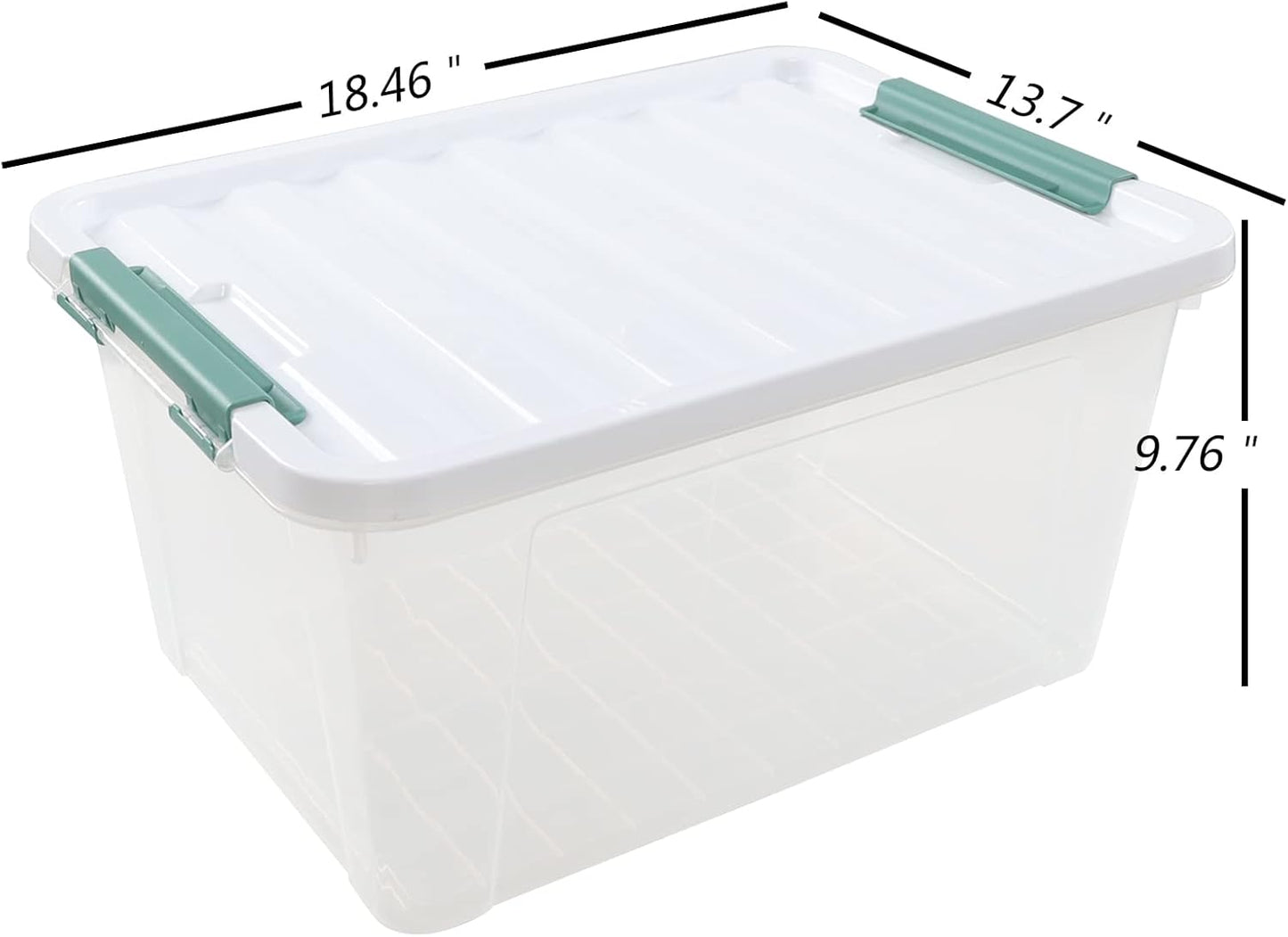 35 L Clear Large Storage Box, Plastic Storage Bins, Set of 4