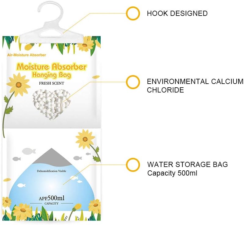 CANAGER Hanging Moisture Absorber, Fresh Scent and Lavender Vanilla Moistureproof Hanging Bag，Dehumidifier Bag (8 packs) Hanging Closet Dehumidifier Bags, Moisture Absorb 12.5 oz