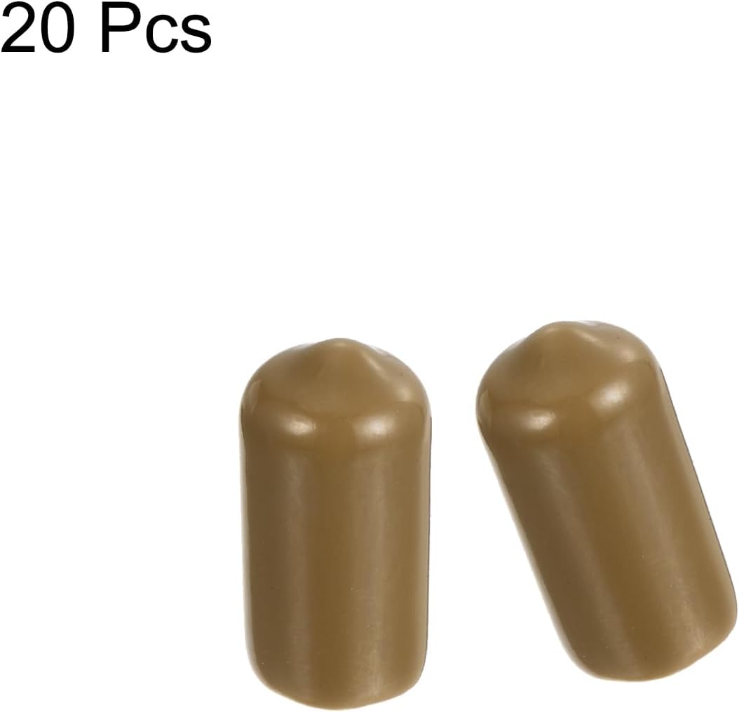 uxcell 20pcs Rubber End Caps 9.5mm(3/8") ID Vinyl PVC Round Tube Bolt Cap Cover Screw Thread Protectors Light Brown
