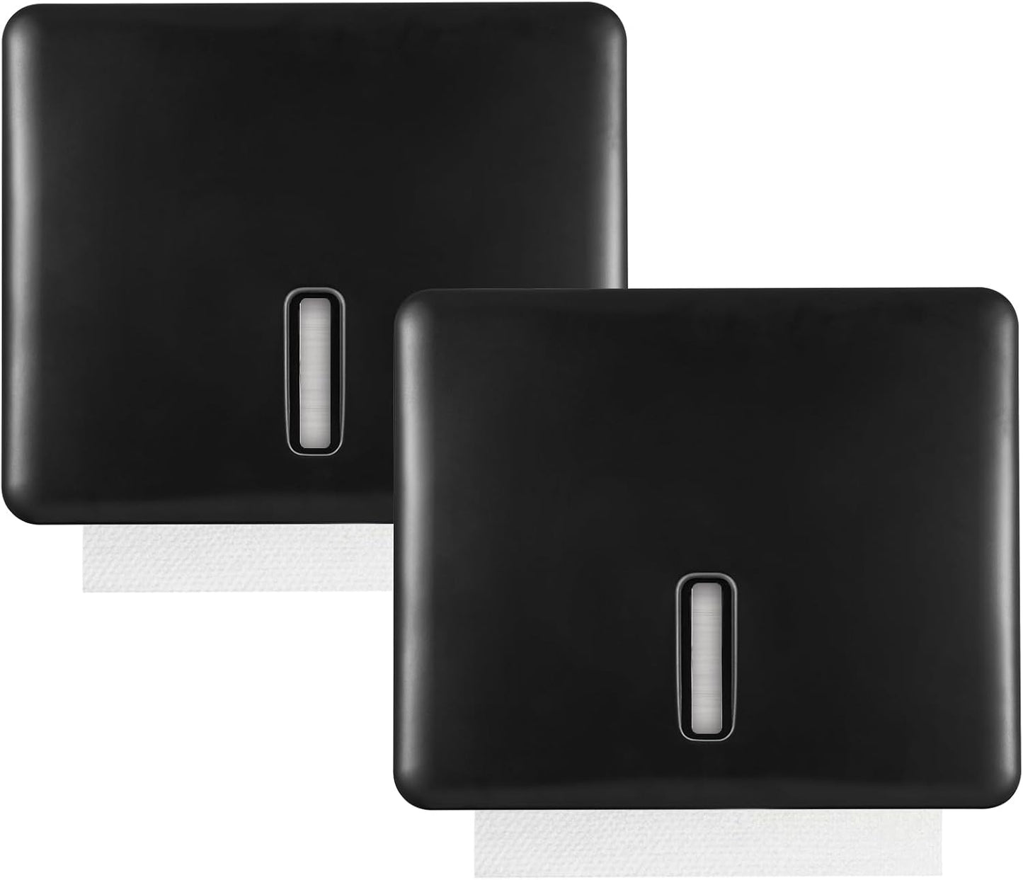 2-Pack Multifold Paper Towel Dispenser Wall Mount (Black) – Large Capacity C-Fold, Trifold, and Folded Commercial Hand Towel Holder for Bathroom & Restroom – Adhesive or Screw Mounted