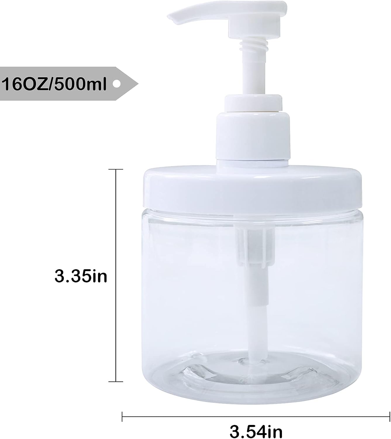 Cosywell Pump Bottle Dispenser Plastic Refillable Bottles Wide Mouth Jar Style Empty Bathroom Shower Containers for Lotion Shampoo Conditioner (Clear, 2X 500ml)