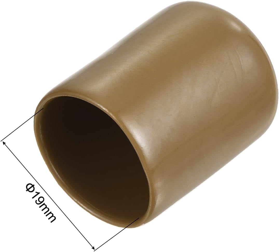 uxcell 20pcs Rubber End Caps 19mm(3/4") ID Vinyl PVC Round Tube Bolt Cap Cover Screw Thread Protectors Light Brown