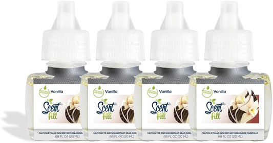 Scent Fill Vanilla Plug in Air Freshener, 4 Scented Oil Refills