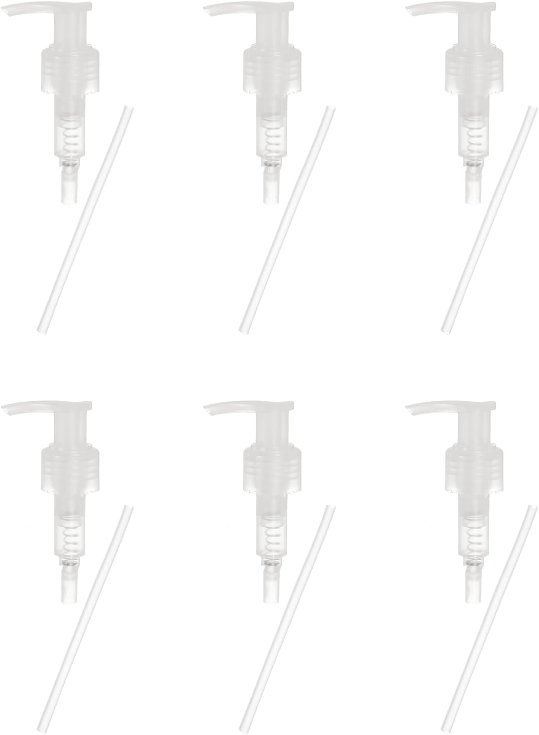 uxcell 6 Pcs Soap Dispenser Pump Heads Soap Dispensers Top Pumps Replacement Switch Pumphead for Standard 24/424 Neck Size Lotion Shampoo Bottle, Transparent