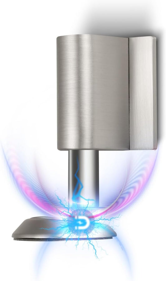 3 Pack Magnetic Door Stoppers Retractable Bottom of Door Holder No Drilling Mount Floor Door Stop with Screws and Adhesive Catch Door Keep Door Open Brushed Nickel BN-3