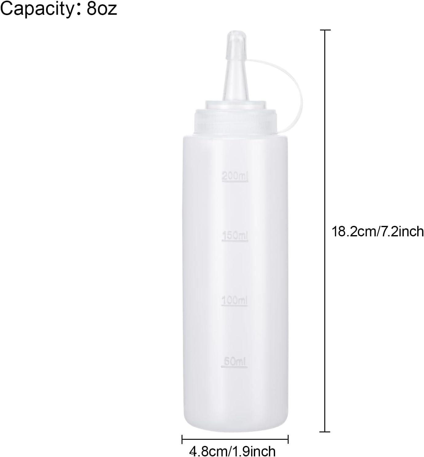 Condiment Squeeze Bottles Ketchup Dispenser, 4 Pack 8oz Squeeze Bottles for Liquids, Plastic Sauce Bottle with Cap Lid, Squirt Bottles for Sauces Liquids BBQ Dressing Pancake Art