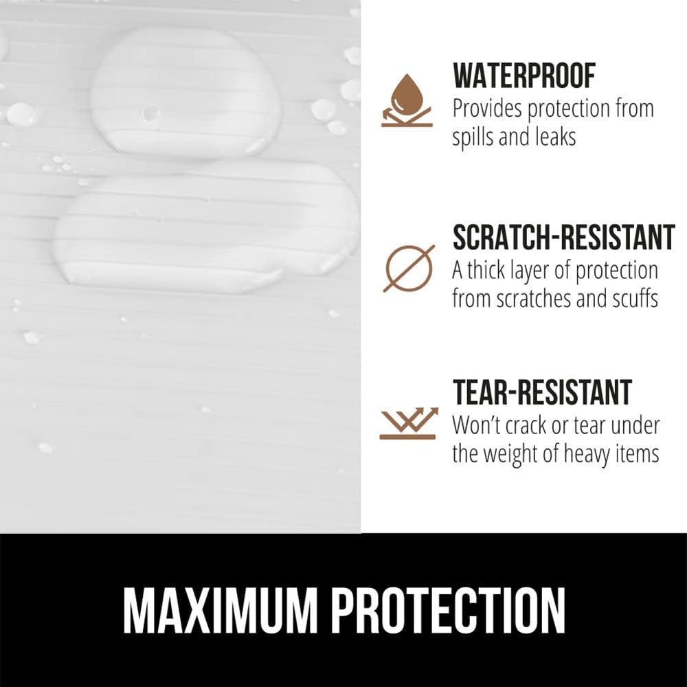 GORILLA GRIP DuraGuard Shelf Liner, 20x20 Non-Adhesive Cabinet Liners for Kitchen Drawers, Shelves, Refrigerator, Pantry Storage, Bathroom Closet, Durable Waterproof BPA Free Ribbed Plastic, White