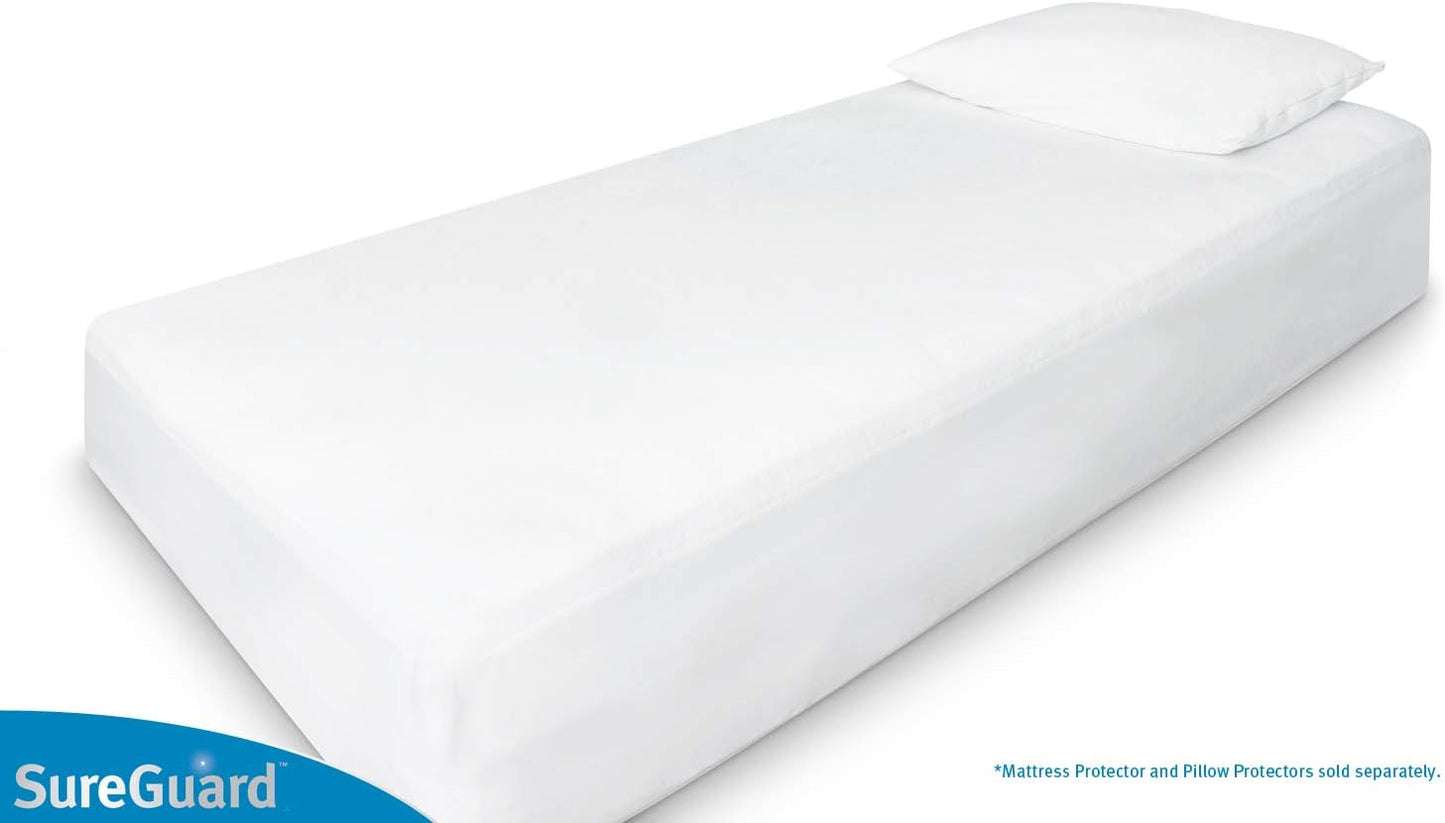 SureGuard Twin Size Mattress Protector - 100% Waterproof, Hypoallergenic - Premium Fitted Cotton Cover - Smooth