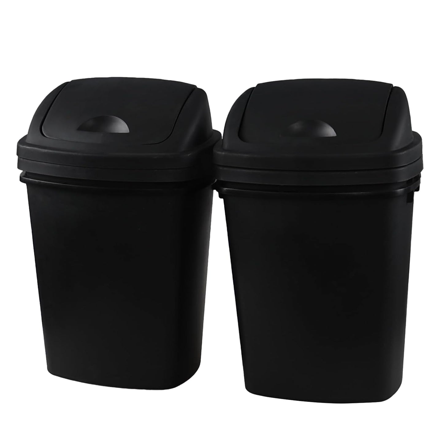 6 Gallon Plastic Garbage Cans with Swing Lid, 4-Pack Swing Lid Trash Bins, Black
