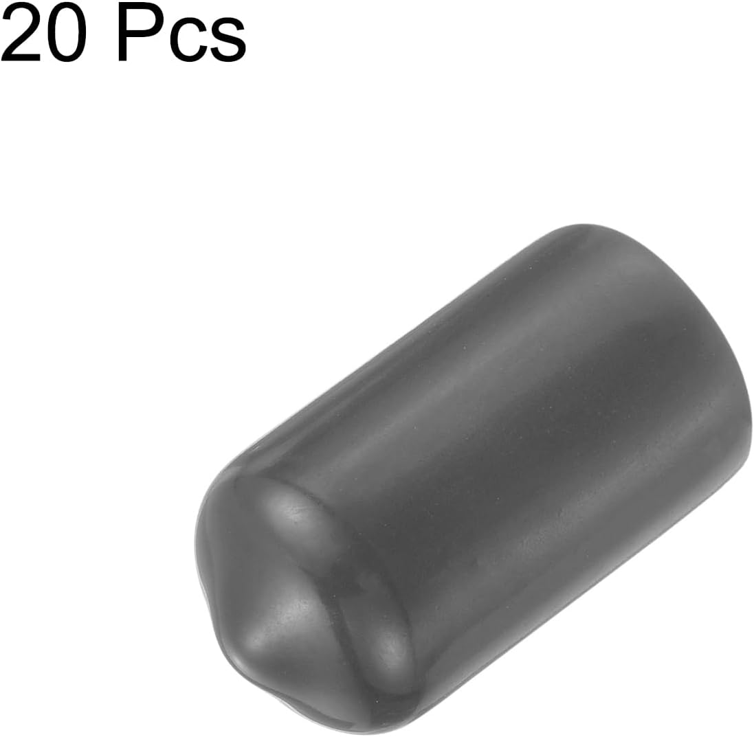 uxcell 20pcs Rubber End Caps 10.5mm ID Vinyl Round Tube Bolt Cap Cover Thread Protectors Dark Grey