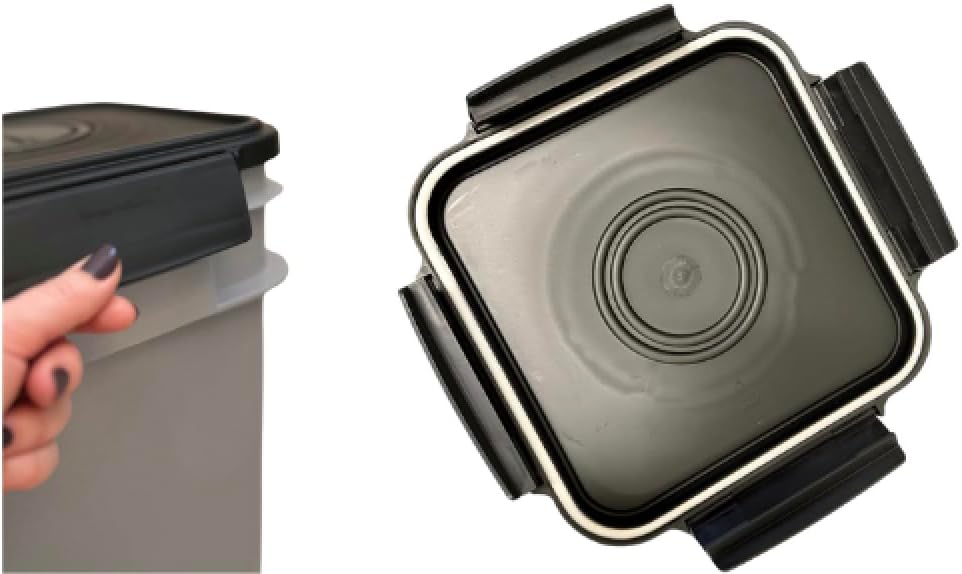 House Naturals 4 Gallon Square Food Grade Bucket Pail with Plastic Handles and Lid (Pack of 3) Made in USA containers (Gray)