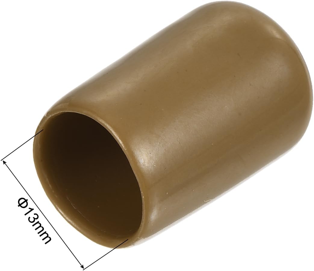 uxcell 20pcs Rubber End Caps 13mm ID Vinyl PVC Round Tube Bolt Cap Cover Screw Thread Protectors Light Brown