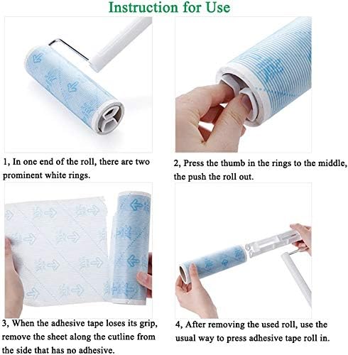 UNIKON 802 Lint Roller Sticky Roller Pet Hair Roller, Long Handle Sticky Mop With 4-Foot Extendable Handle 30 Sheets Roller