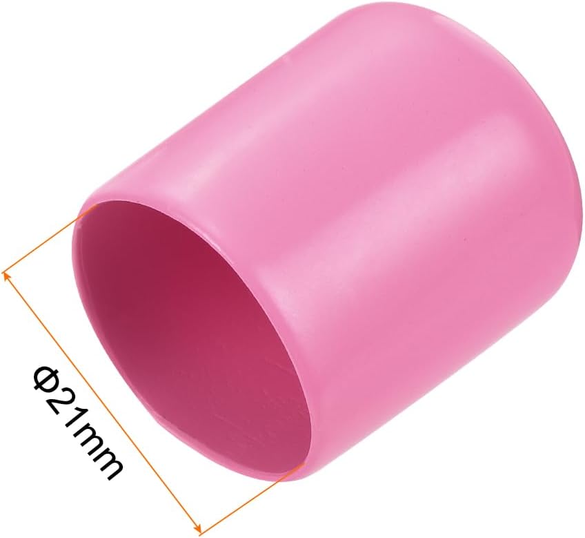 uxcell 20pcs Rubber End Caps 21mm ID Vinyl PVC Round Tube Bolt Cap Cover Screw Thread Protectors Pink