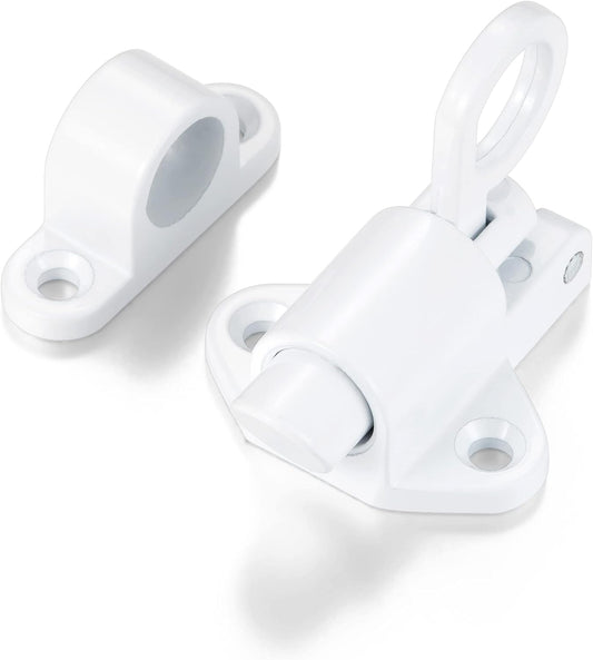 3 Packs Self-Closing Latches，White Spring Door Lock，Resilient Bolt Latch Aluminum Alloy Safety Automatic Spring Barrel Slide Door Lock with Screws,Used for Gate,Window and Cabinet etc