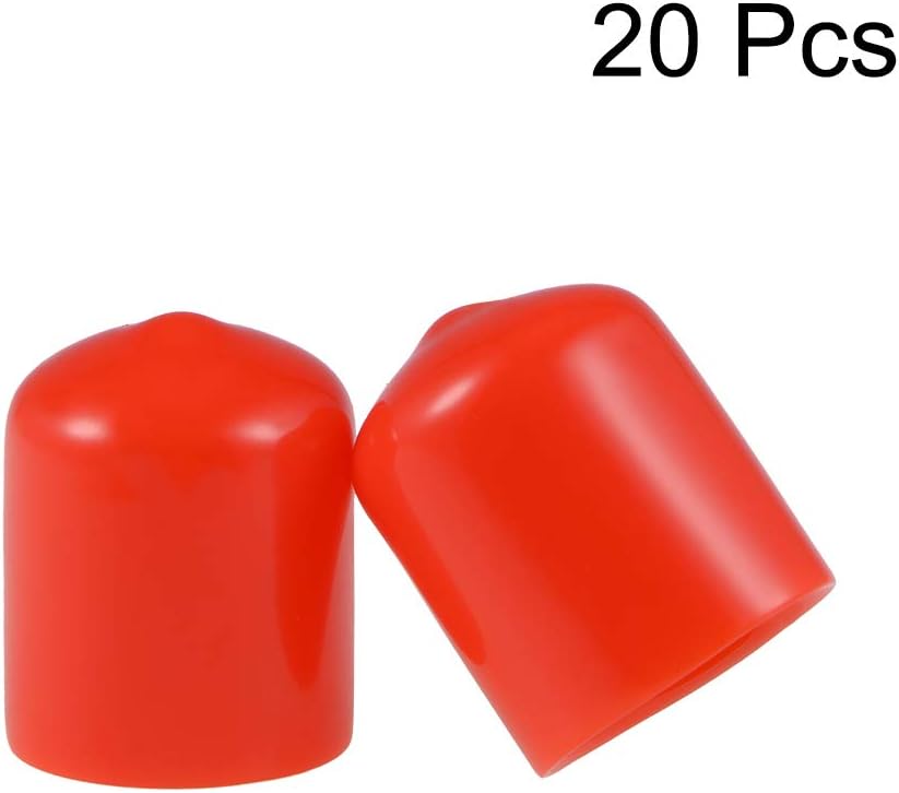 uxcell 20pcs Rubber End Caps 18mm ID Vinyl Round Tube Bolt Cap Cover Thread Protectors Red