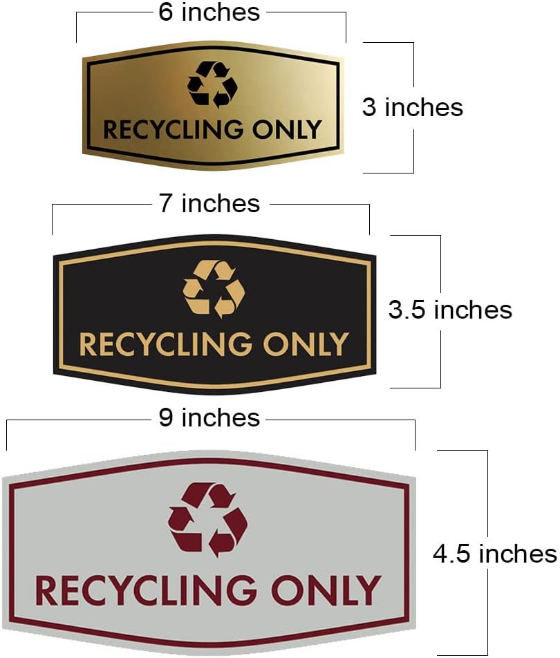 Fancy Recycling Only Sign (Brushed Gold) - Large