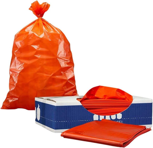 Plasticplace 55-60 gallon Trash Bags │ 1.2 Mil │ Orange Heavy Duty Garbage Can Liners │ 38” x 58” (50 Count)