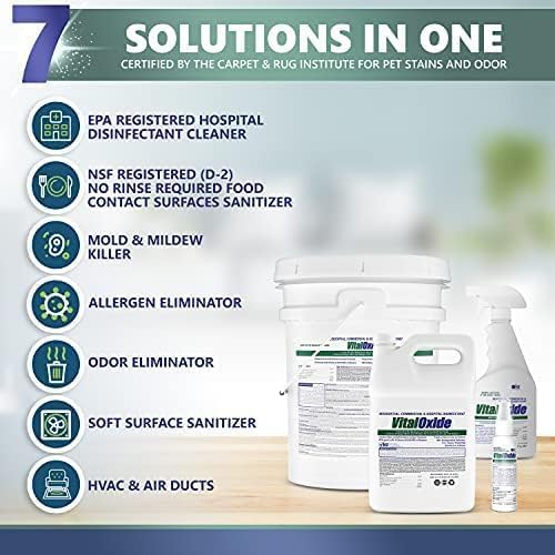 Vital Oxide Disinfectant, Deodorizer, Cleaner, Food-Contact Sanitizer, Virucide – (EPA registration #82972-1) – Kills Mold & Mildew, Eliminates Odors –32 oz, 2 Pack