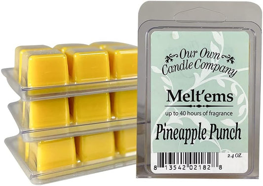 Our Own Candle Company Premium Wax Melt, Pineapple Punch, 6 Cubes, 2.4 oz (4 Pack)