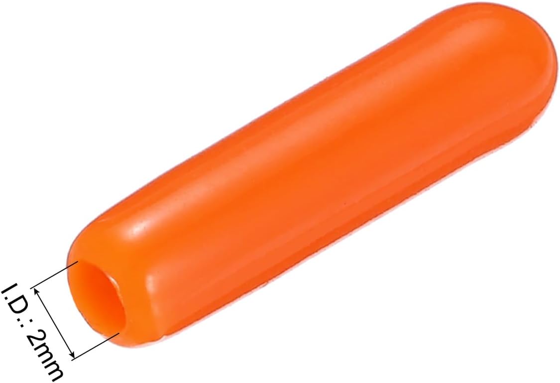 uxcell 20pcs Rubber End Caps 2mm(1/16") ID Vinyl PVC Round Tube Bolt Cap Cover Screw Thread Protectors,Orange