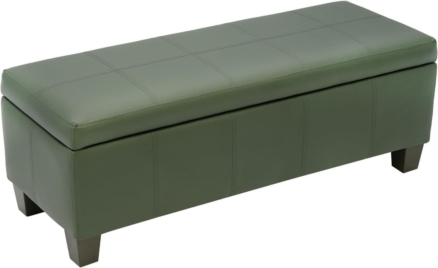 Teal Faux Leather Ottoman with Storage, Rectangular Extra Long Storage Bench for Bedroom and Living Room