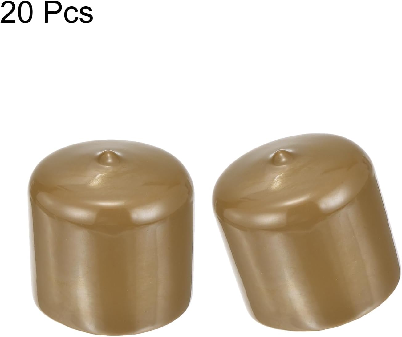 uxcell 20pcs Rubber End Caps 46mm ID Vinyl PVC Round Tube Bolt Cap Cover Screw Thread Protectors Light Brown