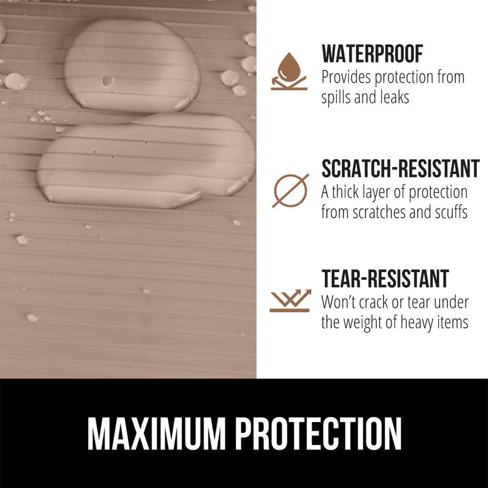 GORILLA GRIP DuraGuard Shelf Liner, 20x30 Non-Adhesive Cabinet Liners for Kitchen Drawers, Shelves, Refrigerator, Pantry Storage, Bathroom Closet, Durable Waterproof BPA Free Ribbed Plastic, Beige