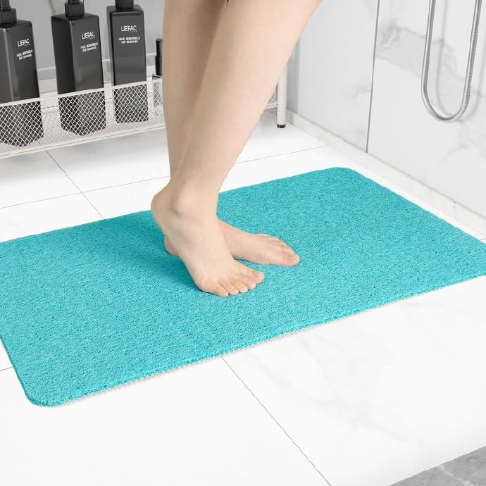 Non-Slip Bathtub Mat, Anti Slip Shower Mat, Fast Drying Bathtub Mats, Foot Scrubber Mat, Anti Slip Mat for Tub, Floor, Bathroom, Kitchen, Home, Hotel (Turquoise Blue 40"×28")