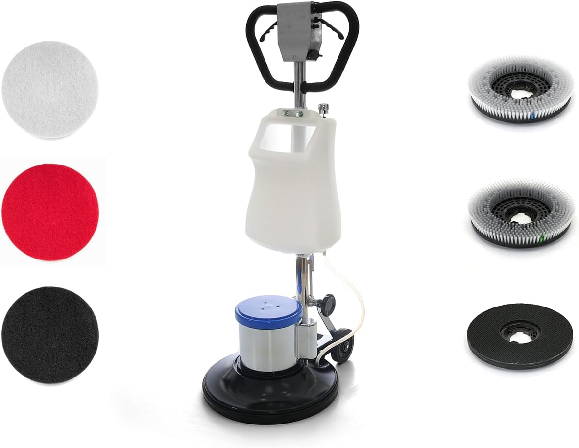 Industrial Floor Polisher Machine 17" with (1 Tank + 2 Brushes + 1 Pad Holder ) ,1.5 HP BF522