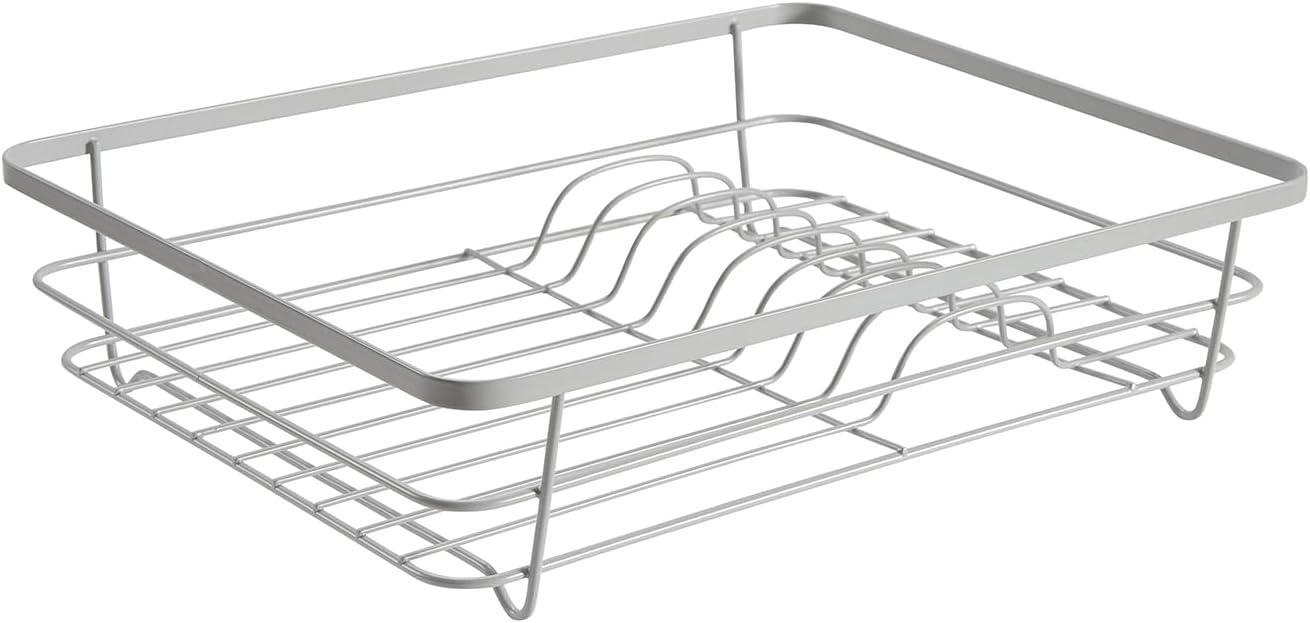 Dish Drying Rack 3 Piece Dish Drainer with Drainboard Set for Kitchen Counter – Dish Rack with Removable Utensil Holder & Swivel Spout for Countertop – DishRack for Plates, Cups & More, Silver