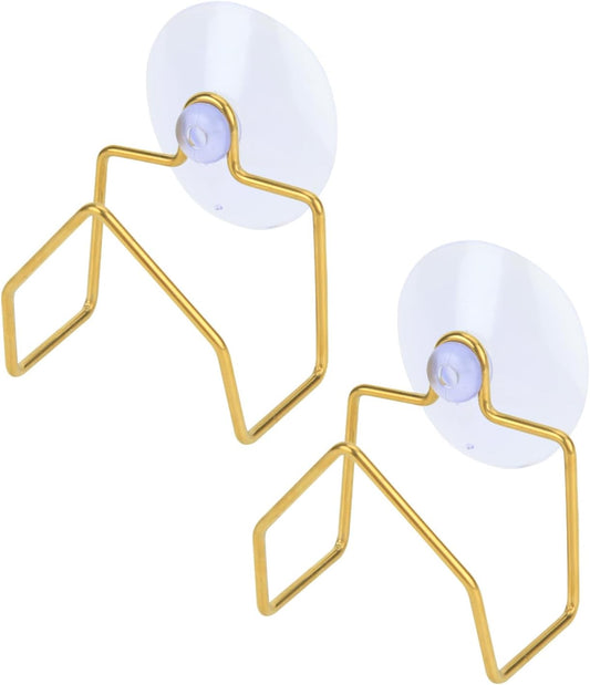 Snailhouse Sponge Holder for Kitchen Sink, 2 Pack Suction Cup Stainless Steel Rustproof Dish Sponge Rack Organizer Holder Basket Accessories, Gold