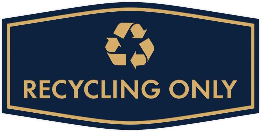 Fancy Recycling Only Sign (Navy Blue/Gold) - Medium