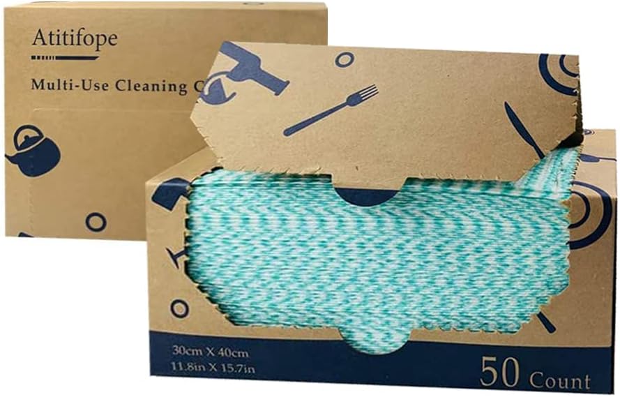 Heavy Duty Reusable Cleaning Cloths 100 Count Food Service Wipes Dishcloths Multi-use Towels(2Boxes)