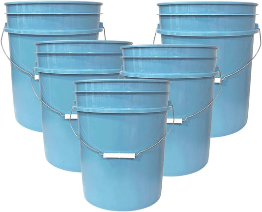House Naturals 5 Gallon Premium HPDE Plastic Bucket Without The lid - Made in USA Food Grade Container, BPA Free All Purpose Pail (5, Light Blue)
