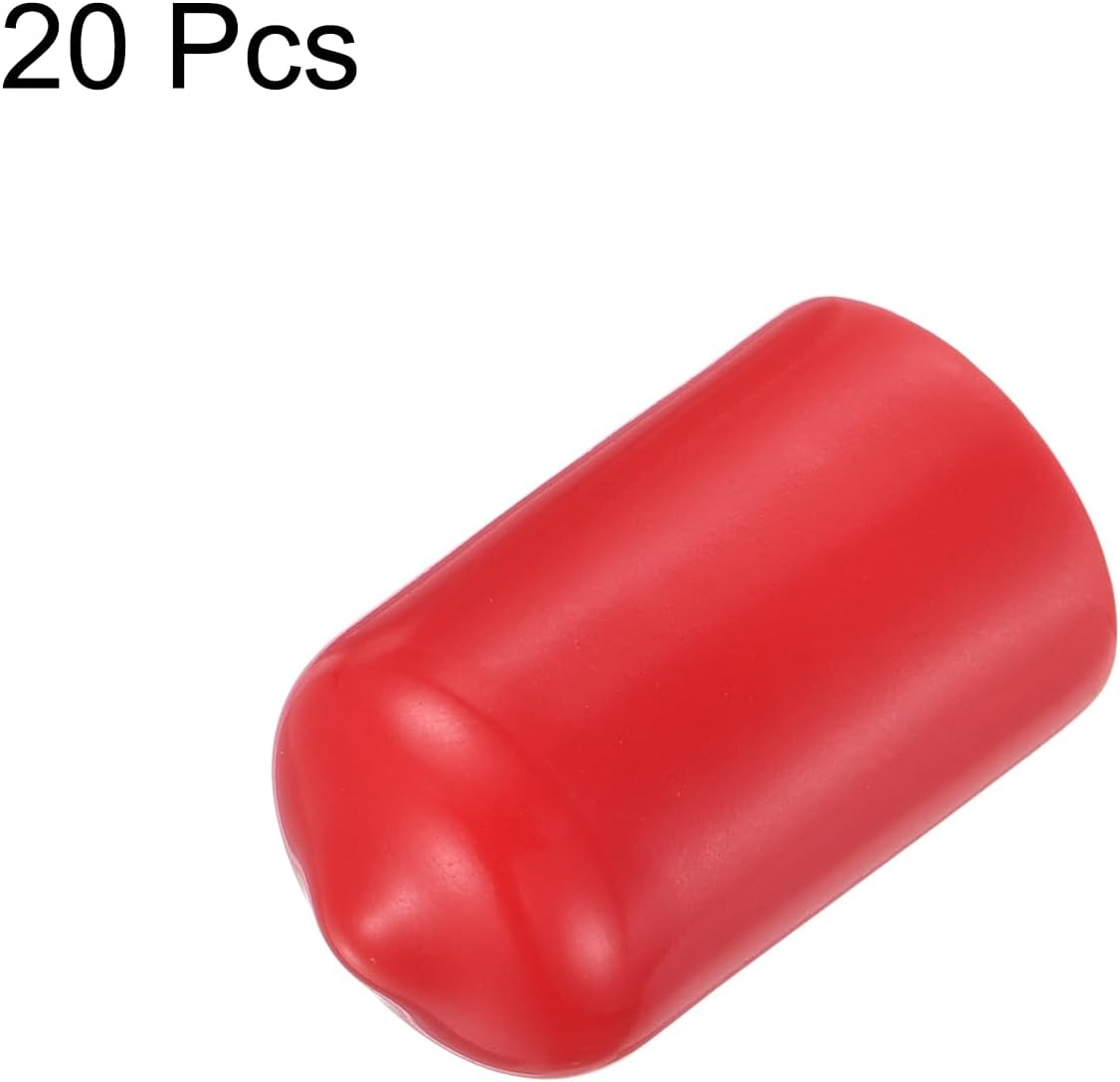 uxcell 20pcs Rubber End Caps 12.5mm(1/2 inch) ID Vinyl Round Tube Bolt Cap Cover Thread Protectors Red