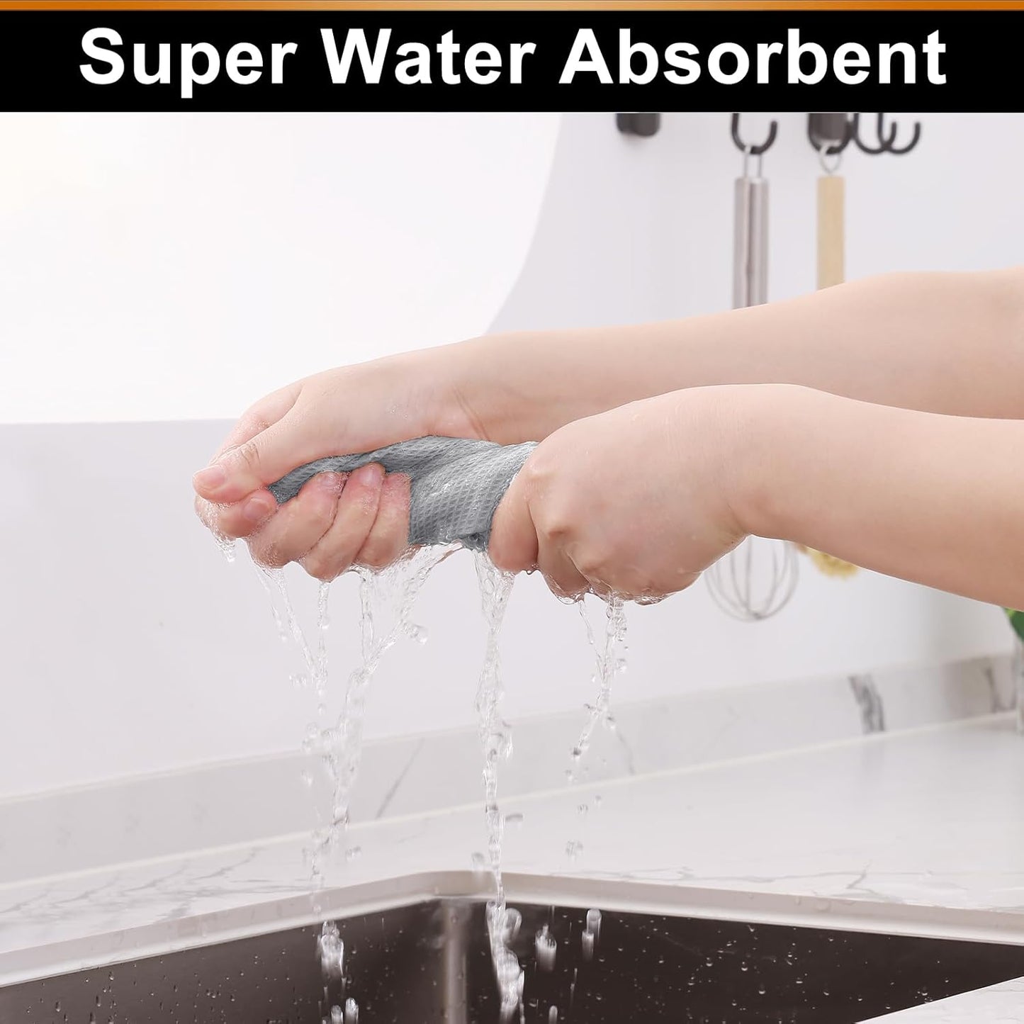 Homaxy 100% Cotton Waffle Weave Dish Cloths - 6 Pack Soft and Absorbent Dish Towels - 12 x 12 Inches Quick Dry Dish Rags - Light Grey