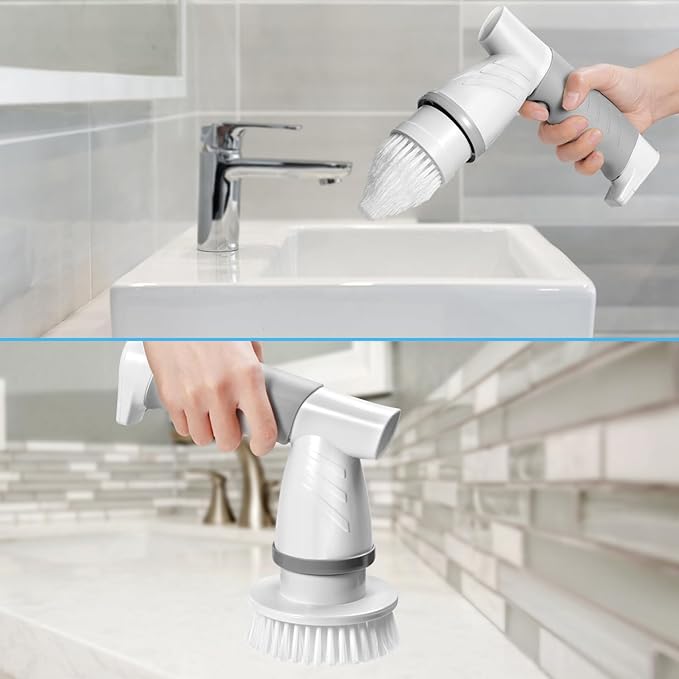 Electric Spin Scrubber, Bathroom Shower Electric Scrubber for Cleaning Tub/Tile/Floor/Sink/Window, Power Cleaning Brush Rechargeable Cordless with 4 Replaceable Cleaner Brush Heads