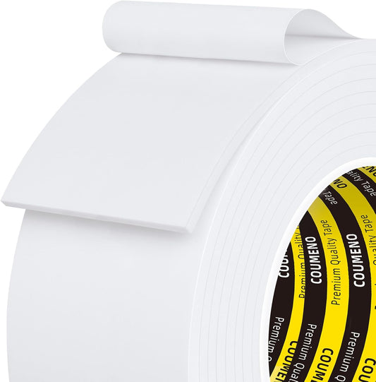 EVA Single-Sided Adhesive White Foam Tape, Single-Sided Sealing Strip Foam Pad Sponge Tape Window Weatherproof, Self-Adhesive Insulation Sealing Tape 2inX9.84FT
