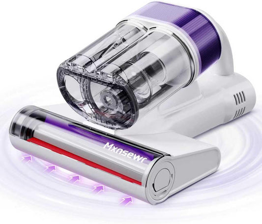 Mattress Vacuum Cleaner, 18Kpa Handheld Bed Vacuum Cleaner with 253.7nm UV-C Light, HEPA Filter & Ultrasoni, 150℉ Heat, Smart Dual Cup, and One-Click ash Removal for Bed, Sofa(White)