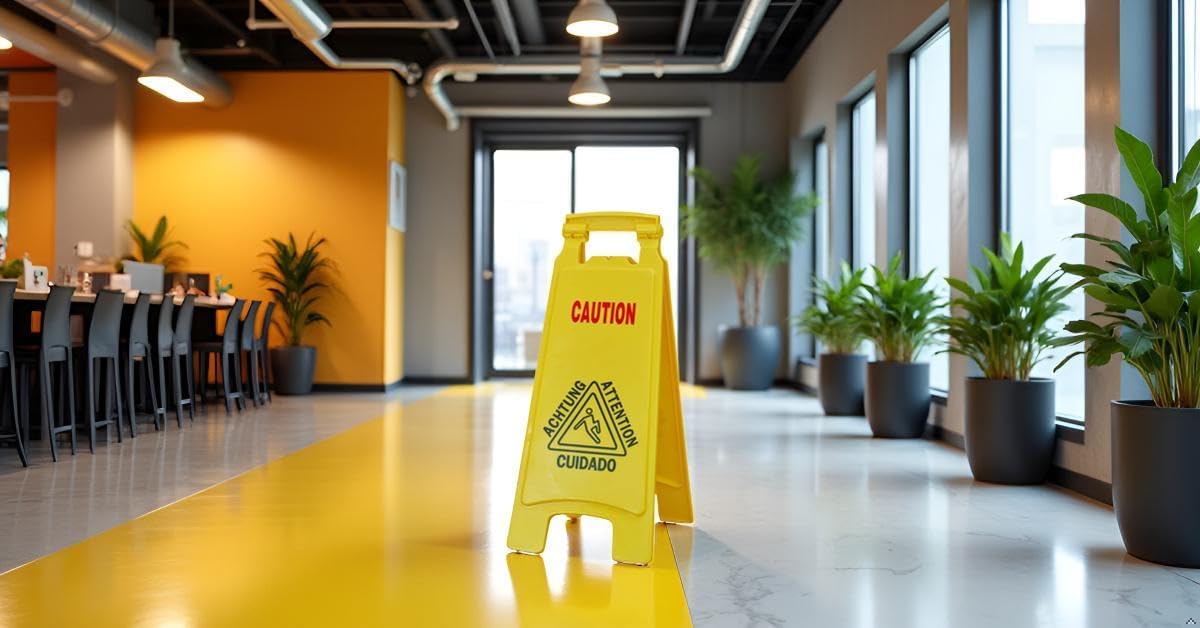 Wet Floor Sign, Slippery When Wet A-Frame Caution Sign, Bright Yellow 6 PACK